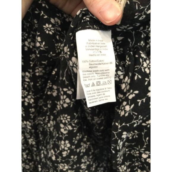 Madewell Peasant Blouse Women Size M Black Ditsy Branch Floral Meadow Shirt Boho - Picture 6 of 13